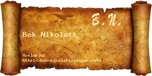 Bek Nikolett névjegykártya